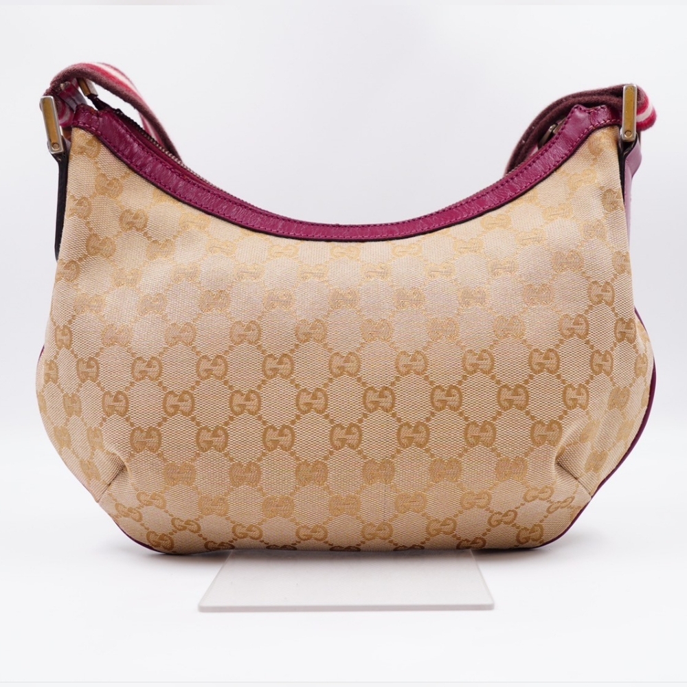 (MT388) GUCCI Monogram Web Halfmoon Crossbody Bag - Picture 9 of 16